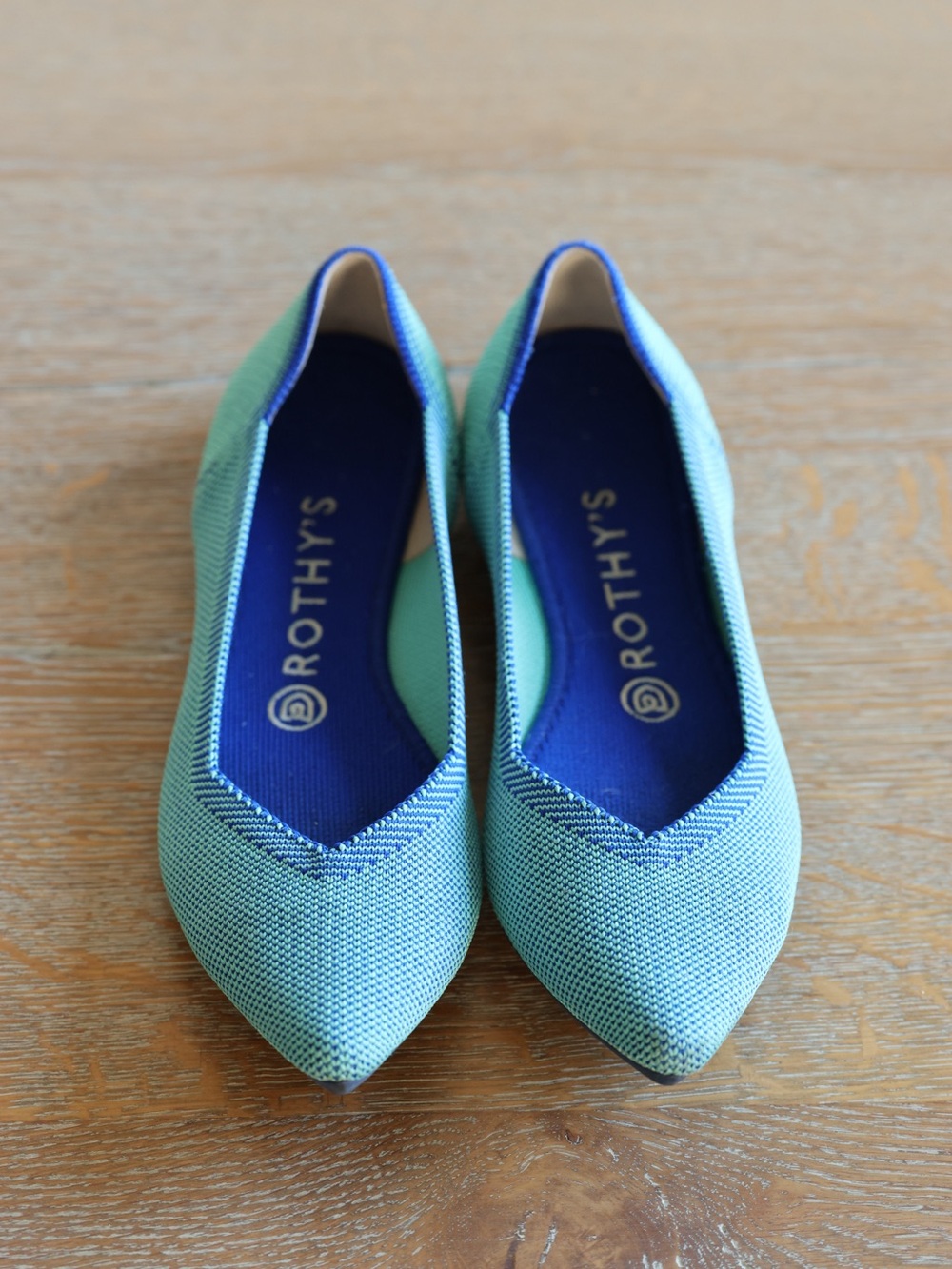 Rothy’s Point Flats Aquamarine Rare Retired Color Size 8 Great Used Condition